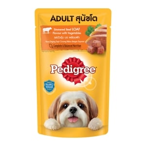 Pedigree Adult Simmered Beef with Vegetable Dog Food Wet Pouch 130g.