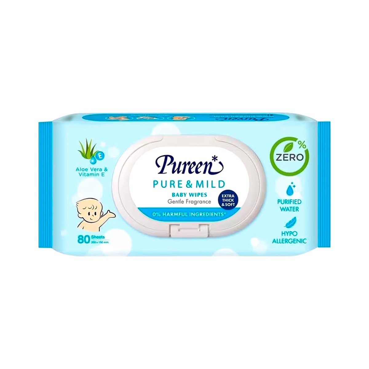 PUREEN Pure & Mild Baby Wipes 80 Sheets