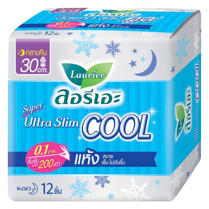 ลอรีเอะ ซูเปอร์ อัลตร้า สลิม คูล ผ้าอนามัยแบบมีปีก สำหรับกลางคืน 30 ซม. ...