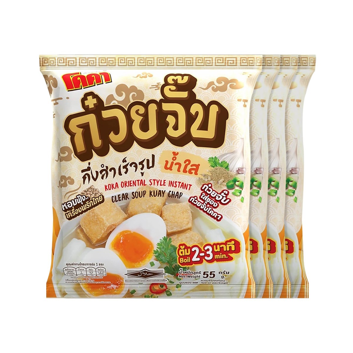 โคคา ก๋วยจั๊บกึ่งสำเร็จรูปน้ำใส 55 ก. x 4 ชิ้น