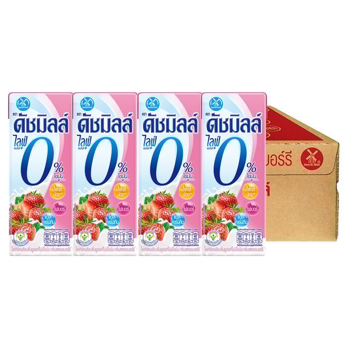 ดัชมิลล์ ไลฟ์พลัส โยเกิร์ตพร้อมดื่มยูเอชที ไม่มีไขมัน รสสตรอว์เบอร์รี่ 180 มล. x 48 ชิ้น_1