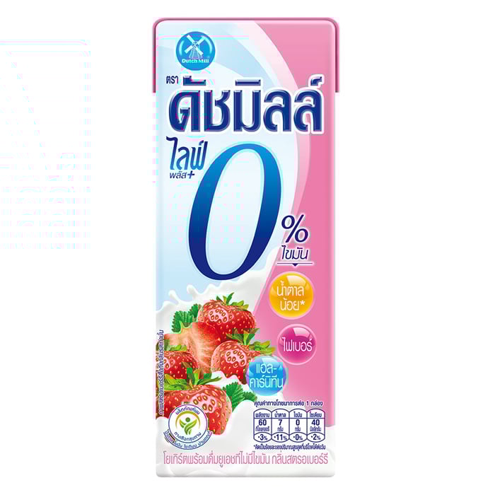 ดัชมิลล์ ไลฟ์พลัส โยเกิร์ตพร้อมดื่มยูเอชที ไม่มีไขมัน รสสตรอว์เบอร์รี่ 180 มล. x 48 ชิ้น_3