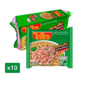 ไวไว บะหมี่กึ่งสำเร็จรูป รสหมูสับ ขนาด 60 ก. แพ็ค 10