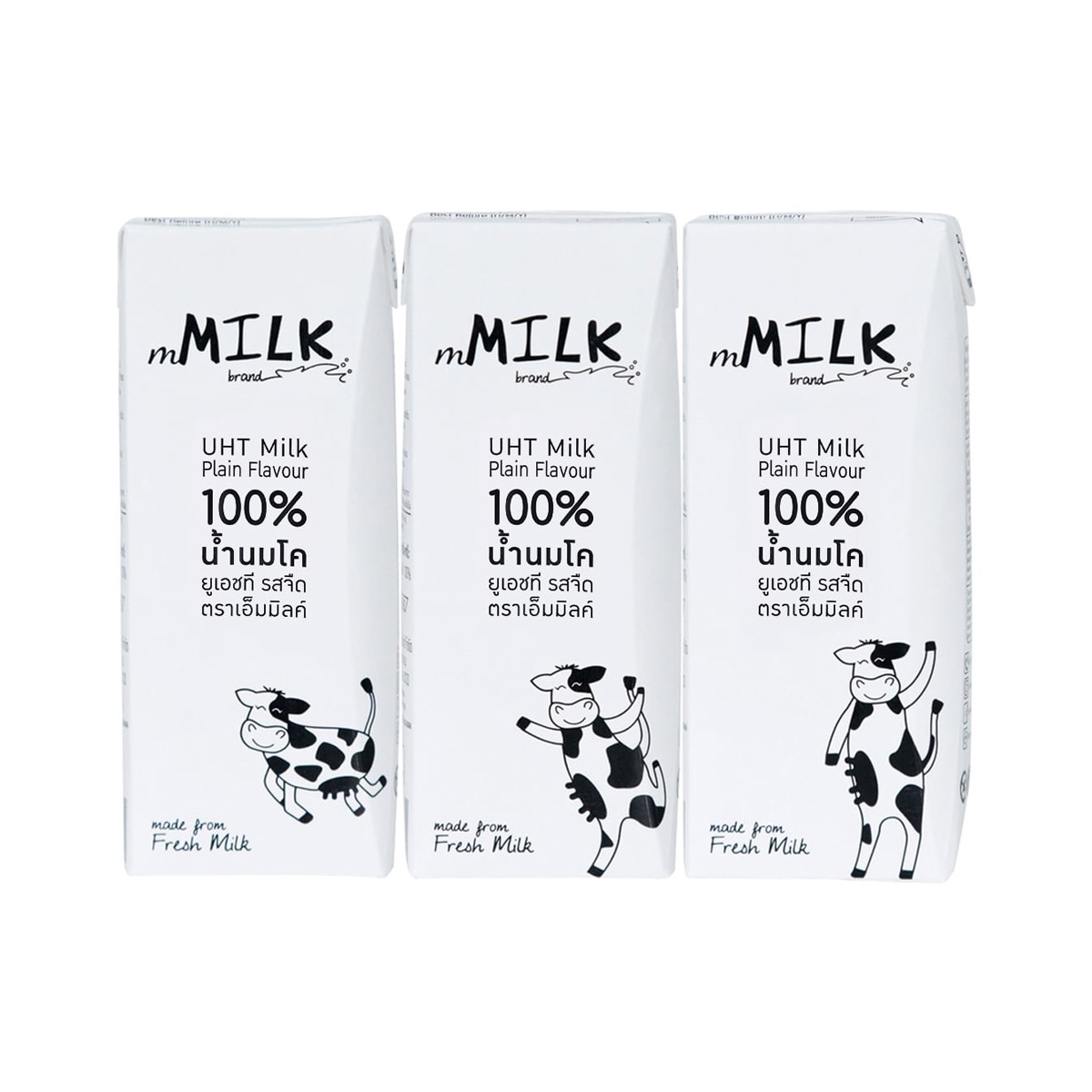 เอ็มมิลค์ 100% น้ำนมโคยูเอชที รสจืด 180 มล. x 3 ชิ้น