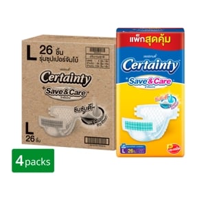 เซอร์เทนตี้ เซฟ แอนด์ แคร์ ผ้าอ้อมเทป ขนาด L 26 ชิ้น x 4 ห่อ_thumbnail