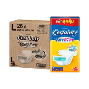 เซอร์เทนตี้ เซฟ แอนด์ แคร์ ผ้าอ้อมเทป ขนาด L 26 ชิ้น x 4 ห่อ_thumbnail_1