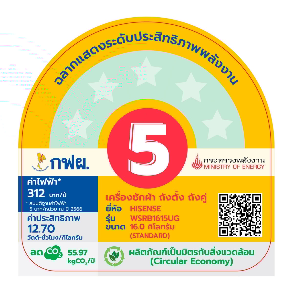 ไฮเซ่นส์ เครื่องซักผ้าฝาบน รุ่น WSRB1615UG ขนาด 16 กก. สีขาว_3