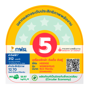 ไฮเซ่นส์ เครื่องซักผ้าฝาบน รุ่น WSRB1615UG ขนาด 16 กก. สีขาว_thumbnail_3
