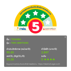 โตชิบา เครื่องทำน้ำอุ่น รุ่น TWH-38WTH(W) ขนาด 3800 วัตต์_thumbnail_3