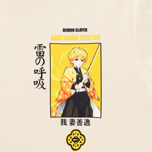 ดาบพิฆาตอสูร เสื้อยืดแขนสั้นพิมพ์ลาย สำหรับผู้ชาย รุ่น FFIM25Q3YM003 สีเบจ_thumbnail_2