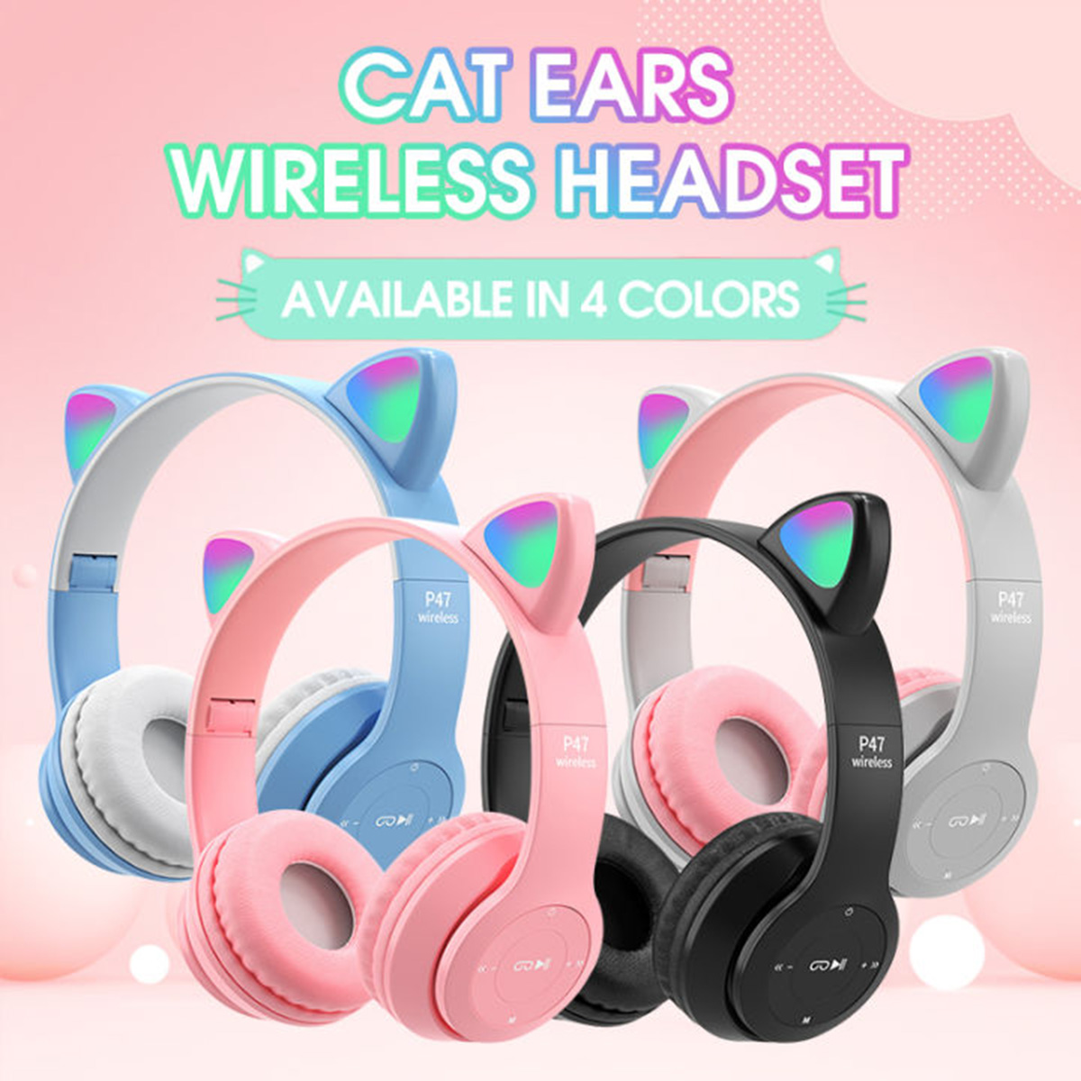 นับโว หูฟังบลูทูธไร้สาย Cat Ear รุ่น P47M คละสี Big C Online