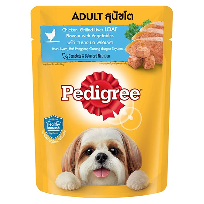 เพดดิกรี อาหารสุนัขโตแบบเปียก รสไก่ ตับย่างบดพร้อมผัก 80 ก. Big C Online
