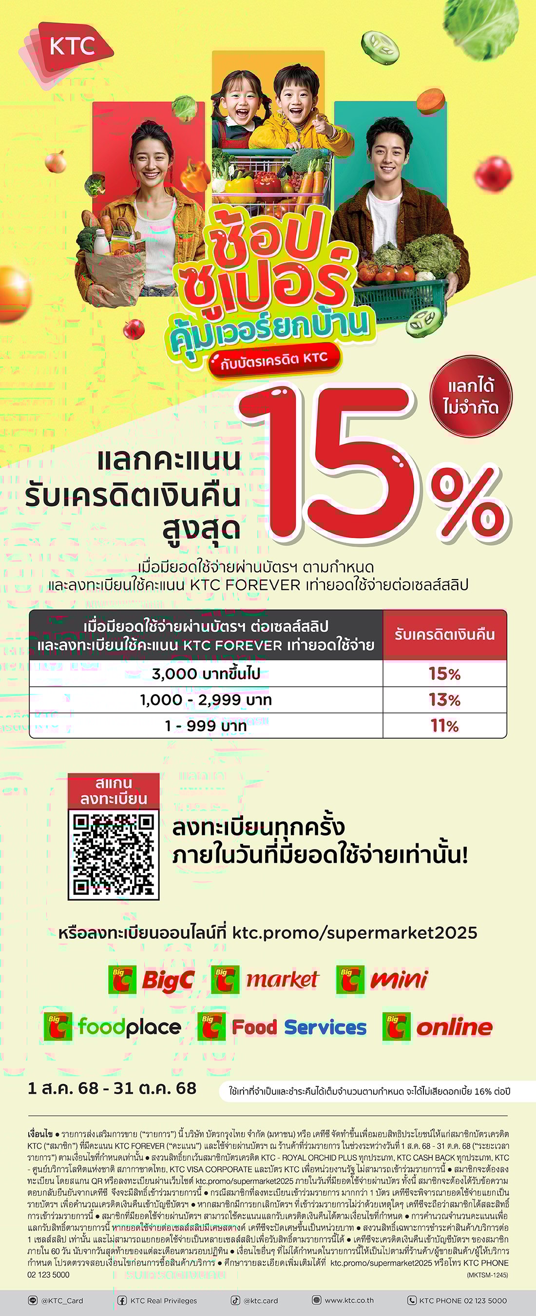 ช้อปซูเปอร์กับบัตร KTC ที่บิ๊กซี แลกคะแนนรับเครดิตเงินคืนสูงสุด 15%